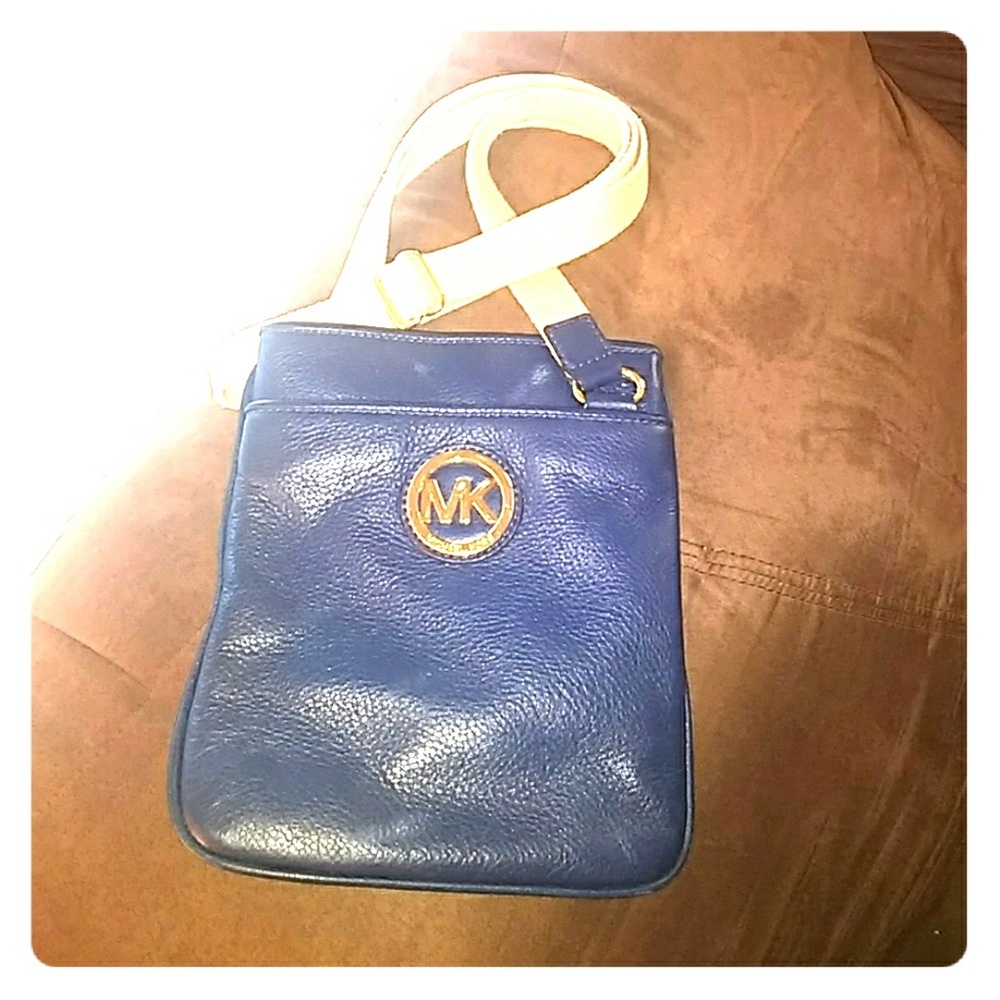 Michael Kors Navy Blue Leather Cross Body Bag